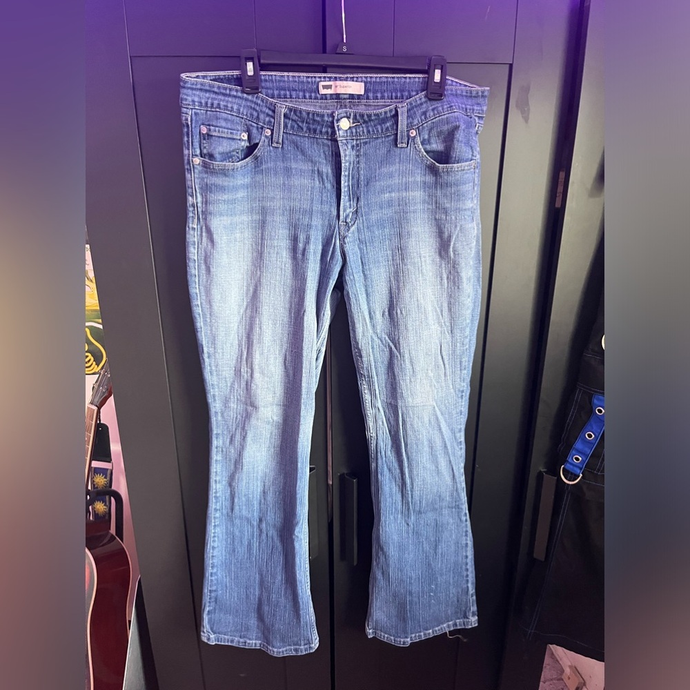 Levis 518 Women’s Blue Jeans Super Low Boot Cut